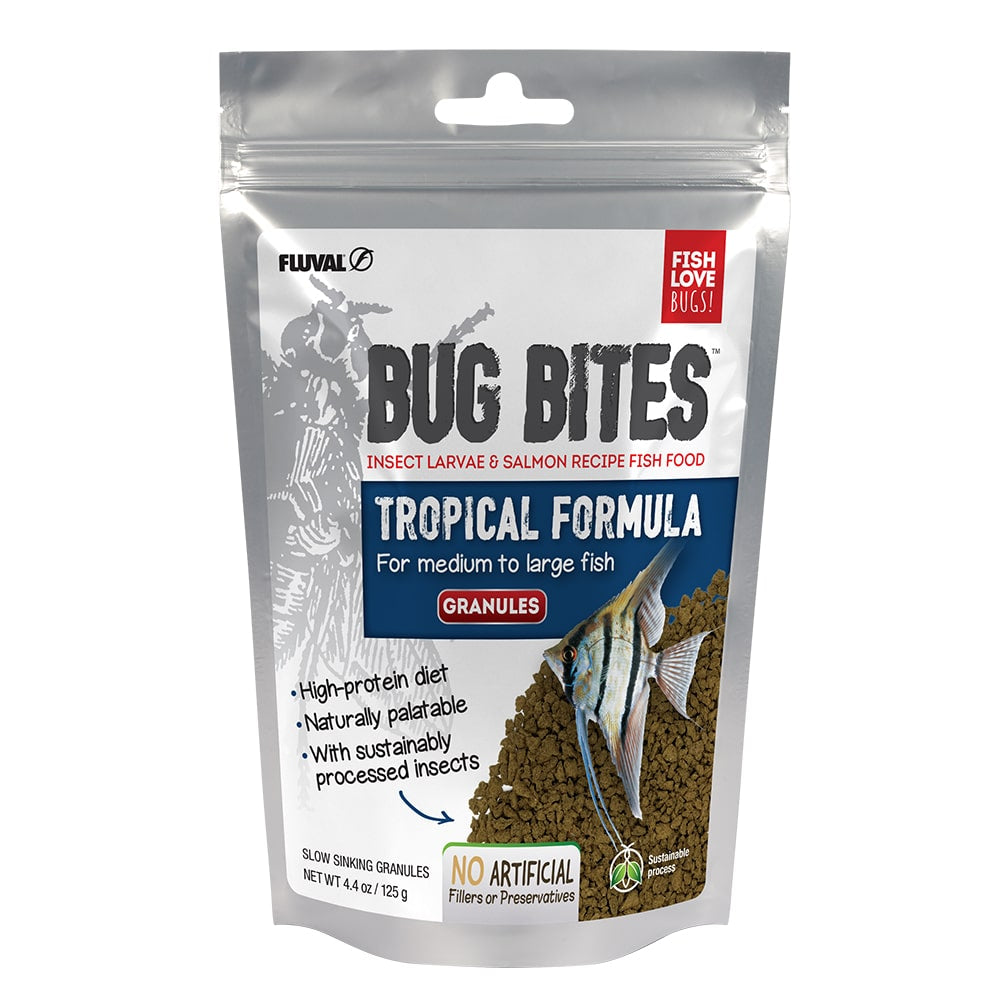 Fluval Bug Bites Tropical Formula Granules for Medium-Large Fish